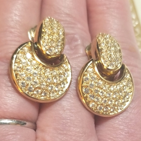 Christian Dior Vintage Door Knocker Crystal Earrings - Picture 6 of 6